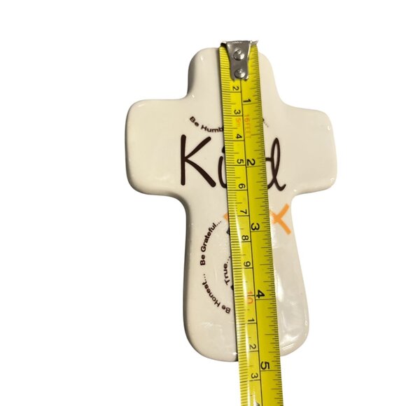 Small Ceramic Cross 'Kind" Wall Decor Jesus Fish Be Humble Be True Be Grateful - Picture 6 of 7